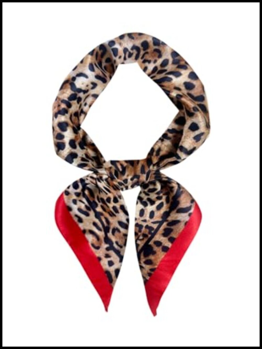 Large Square Leopard Print Satin Scarf Women Headband Hair Wrap Bag Accessory